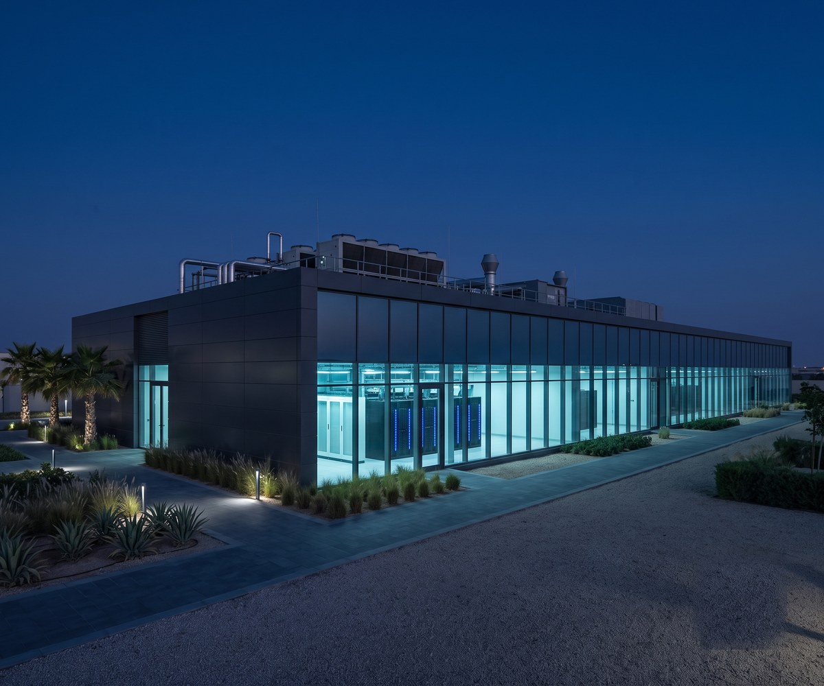 Gulf Data Hub data centre building exterior at dusk